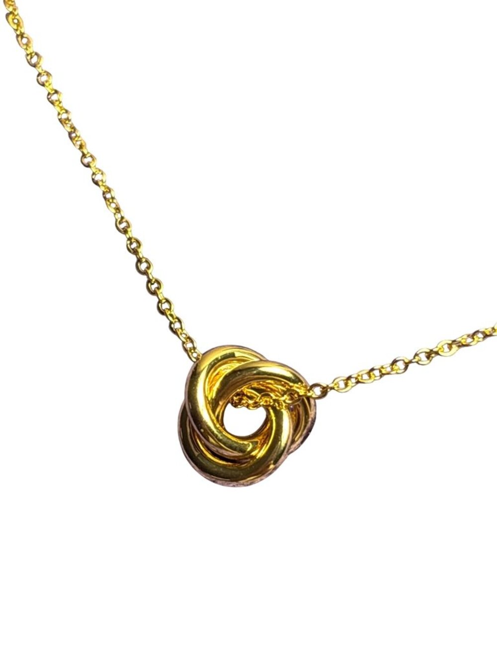 Goldtone Knot Pendant Necklace Lobster Clasp Adjustable Chain 20 inches Pendant